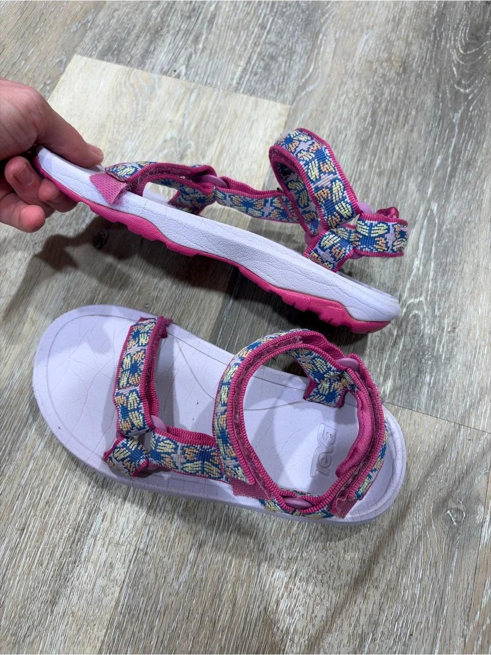 Teva Pink and Blue Patterned Strappy Sandals